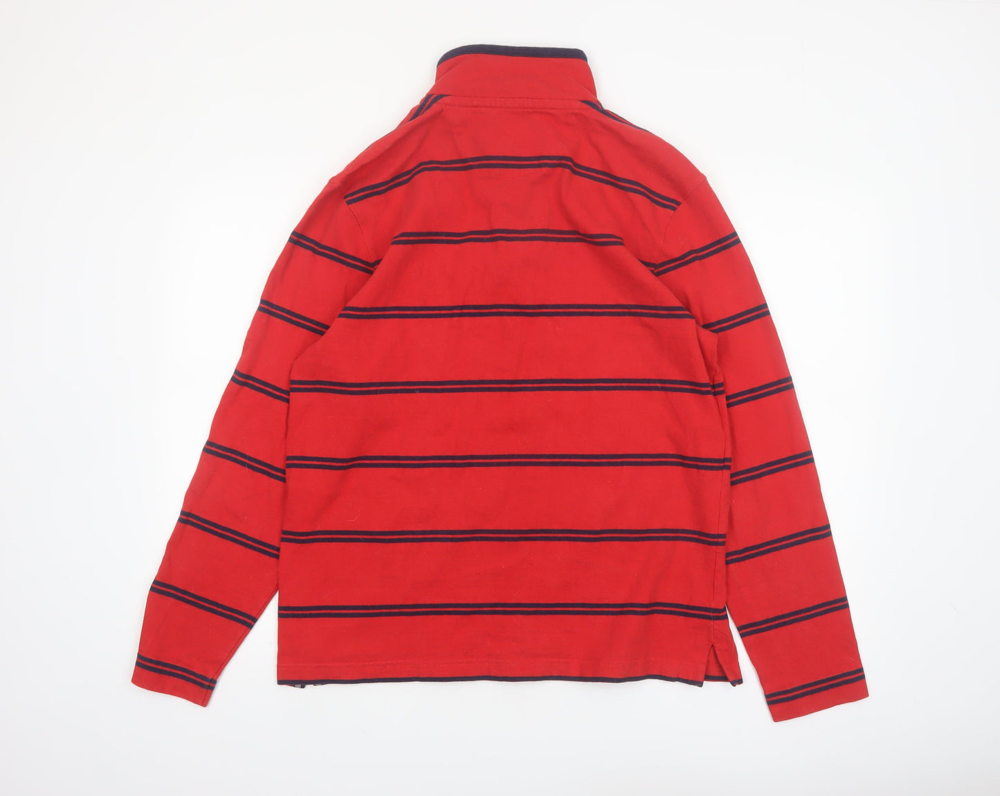 Marks and Spencer Blue Harbour Men's Red Striped Henley Sweatshirt M
