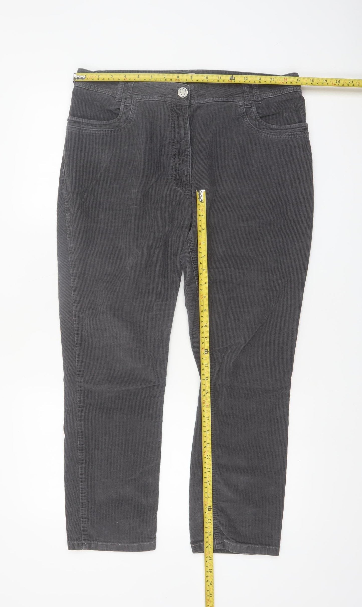 Marks and Spencer Per Una Women’s Grey Corduroy Chino Trousers Size 16