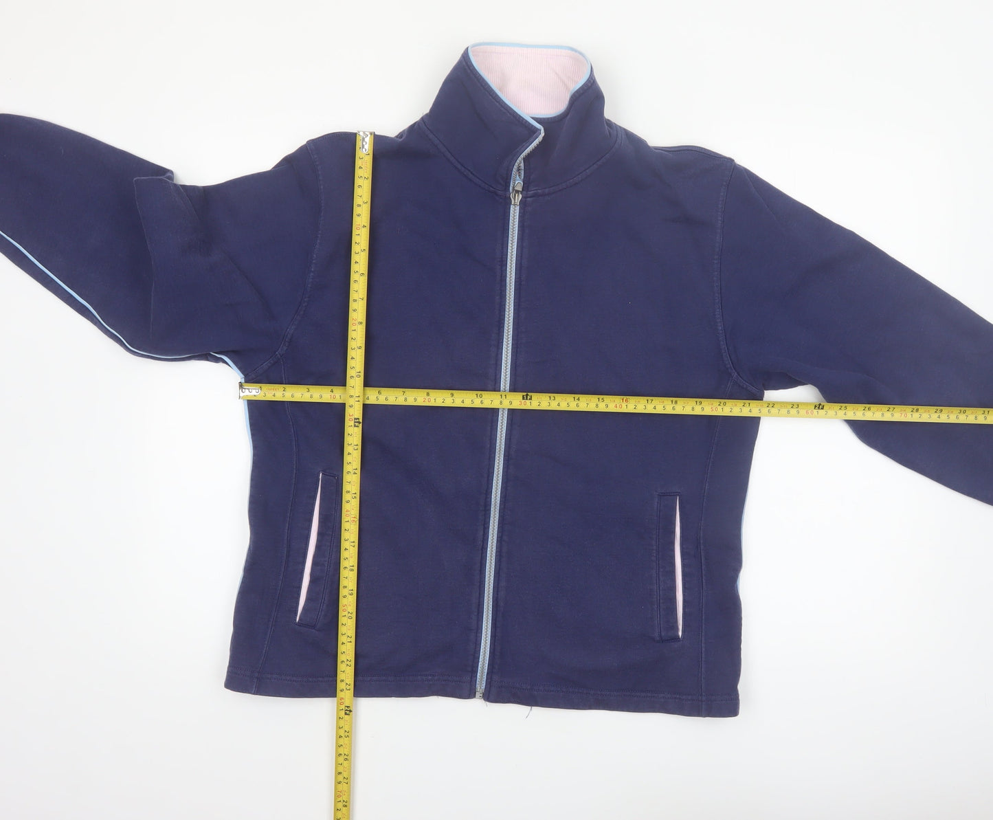 Crew Women Blue Cotton Full Zip Jacket Size 16 Classic Style