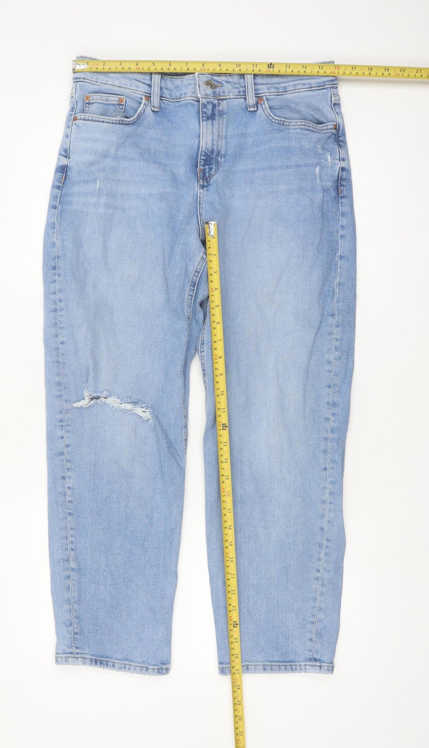 Marks and Spencer Women Blue Distressed Mom Jeans Size 14