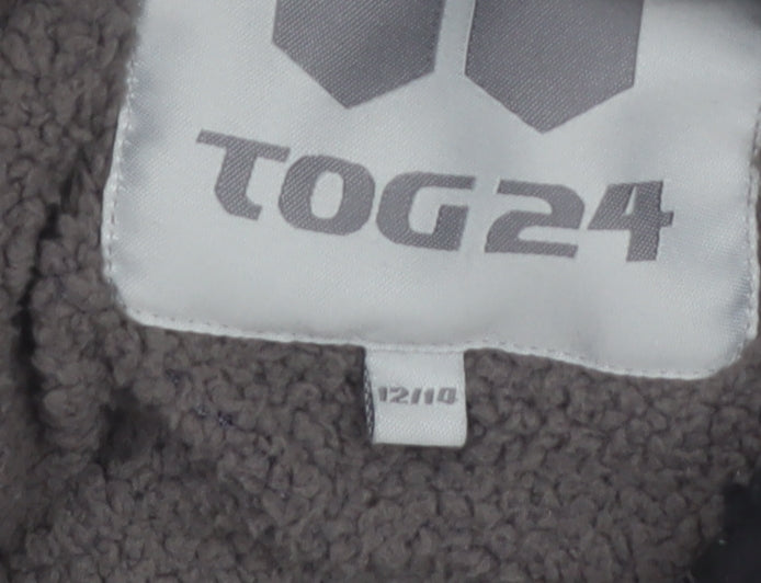 TOG24 Women's Black Fair Isle Full Zip Hooded Jumper Size 12