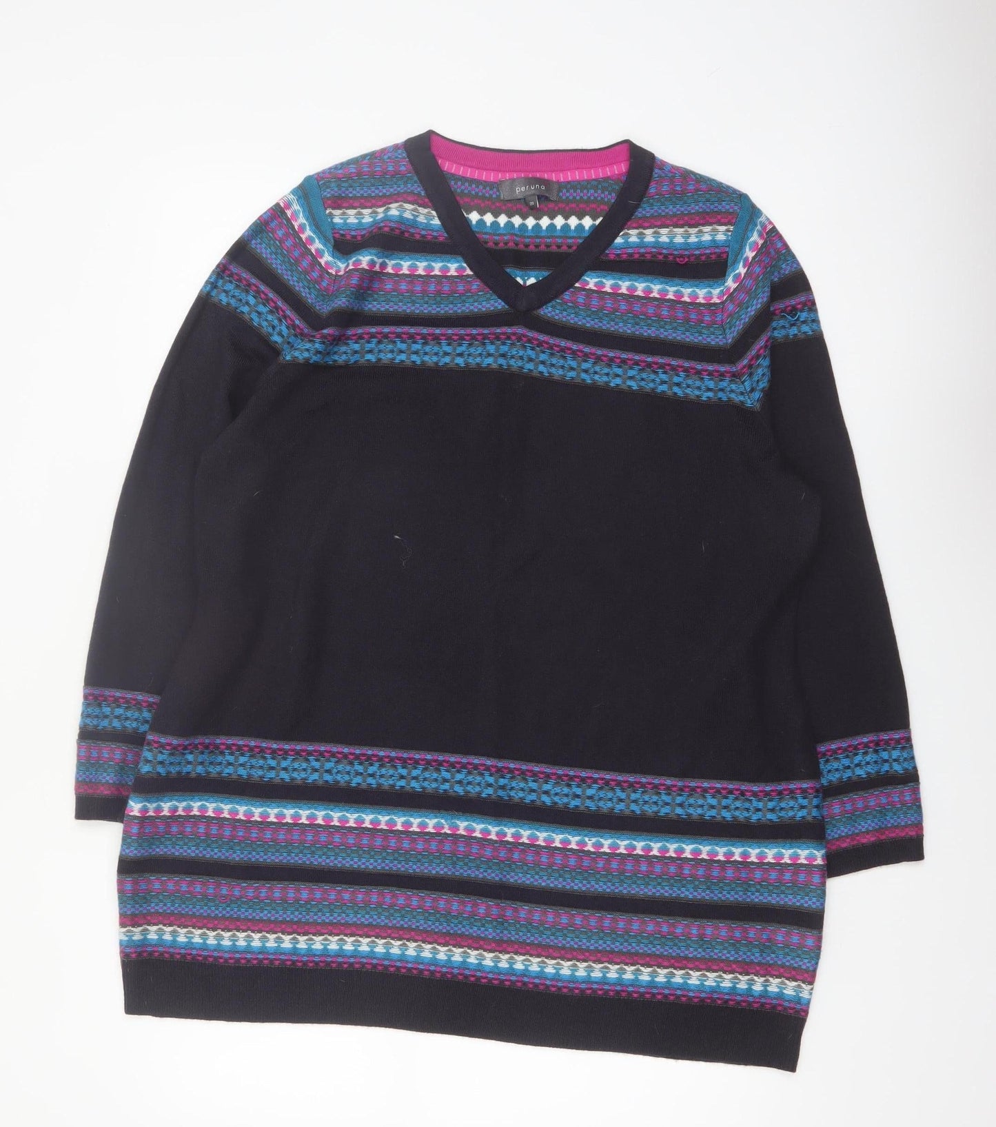Marks and Spencer Women’s Multicoloured Fair Isle V-Neck Jumper Size 20