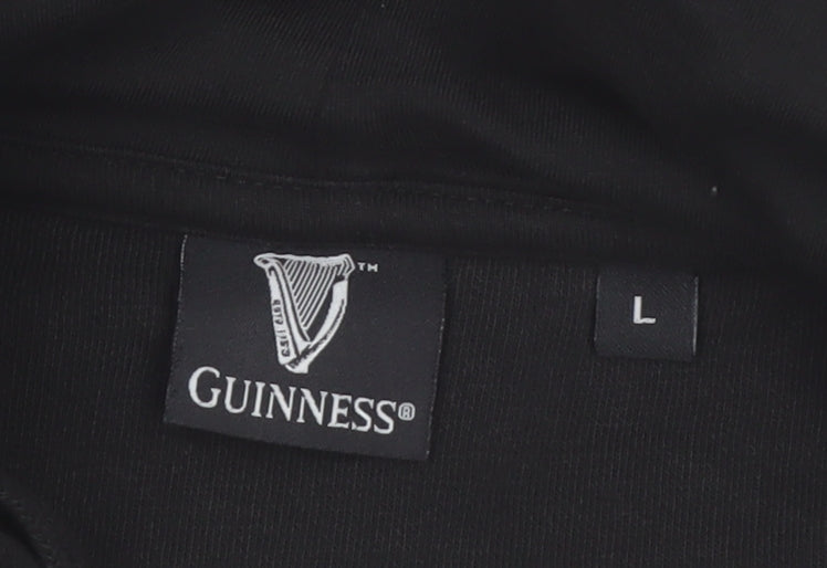 Guinness Men's Black Pullover Hoodie L Logo Fleece Sweatshirt
