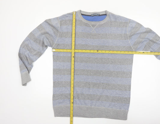 Lee Cooper Women's Grey Striped Crew Neck Cotton Jumper Size M