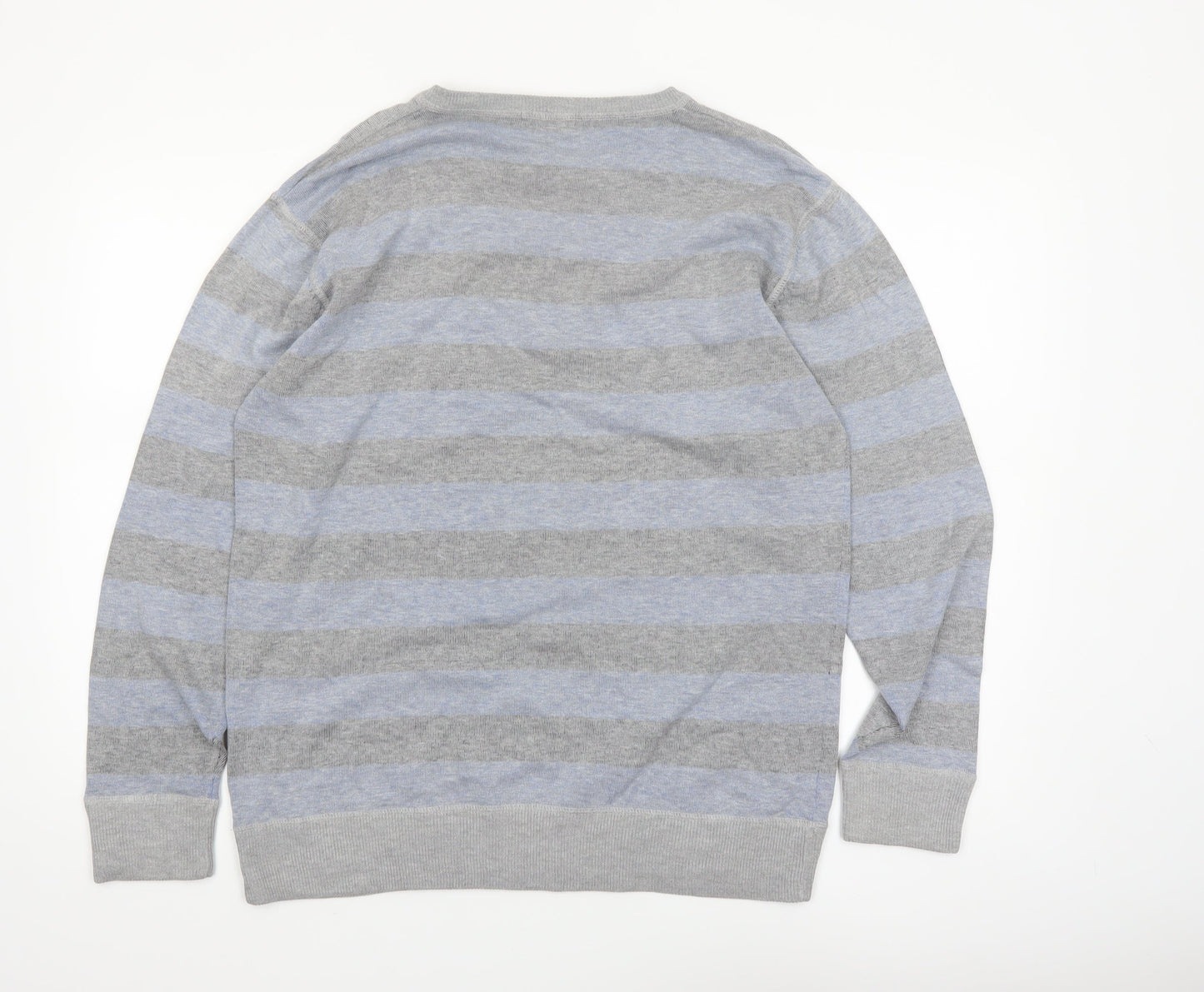 Lee Cooper Women's Grey Striped Crew Neck Cotton Jumper Size M