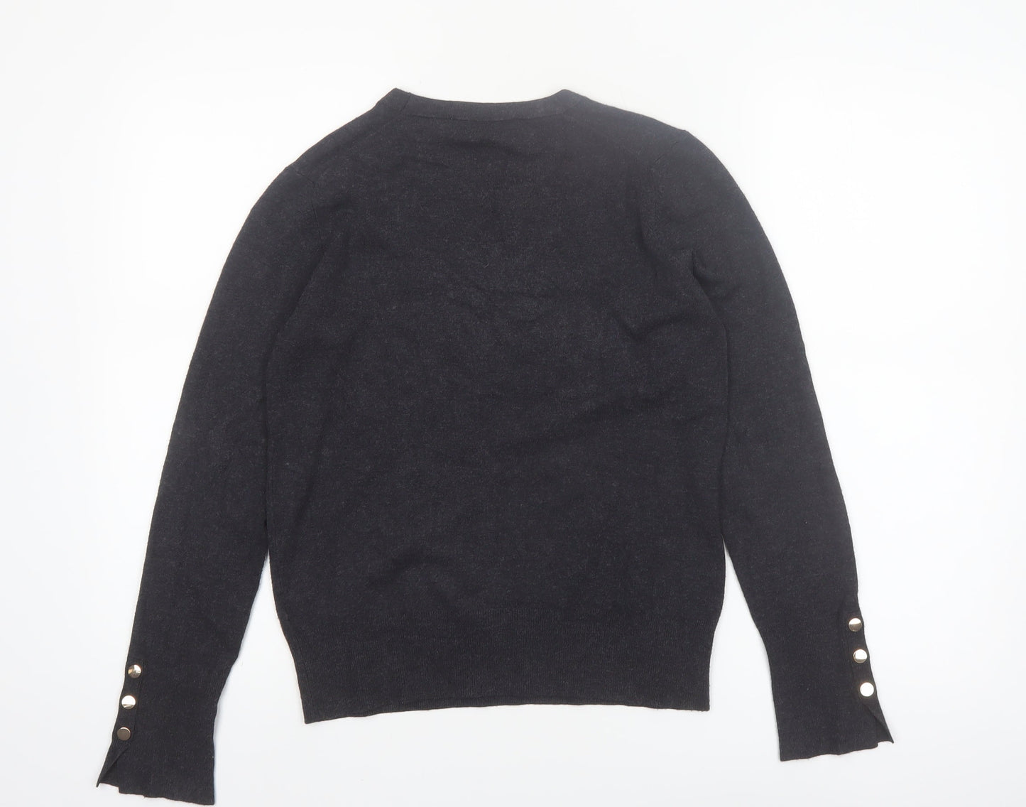 ZARA Women Black Crew Neck Knit Pullover Jumper Size 12