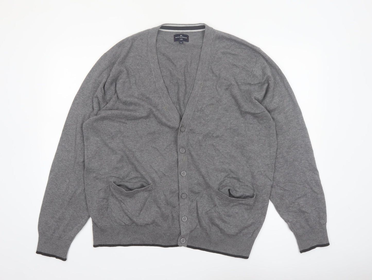Marks and Spencer Blue Harbour Men’s Grey Cotton Button Cardigan XL