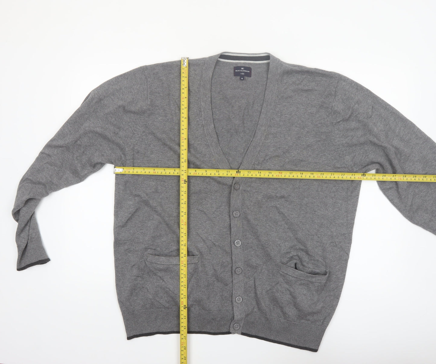 Marks and Spencer Blue Harbour Men’s Grey Cotton Button Cardigan XL