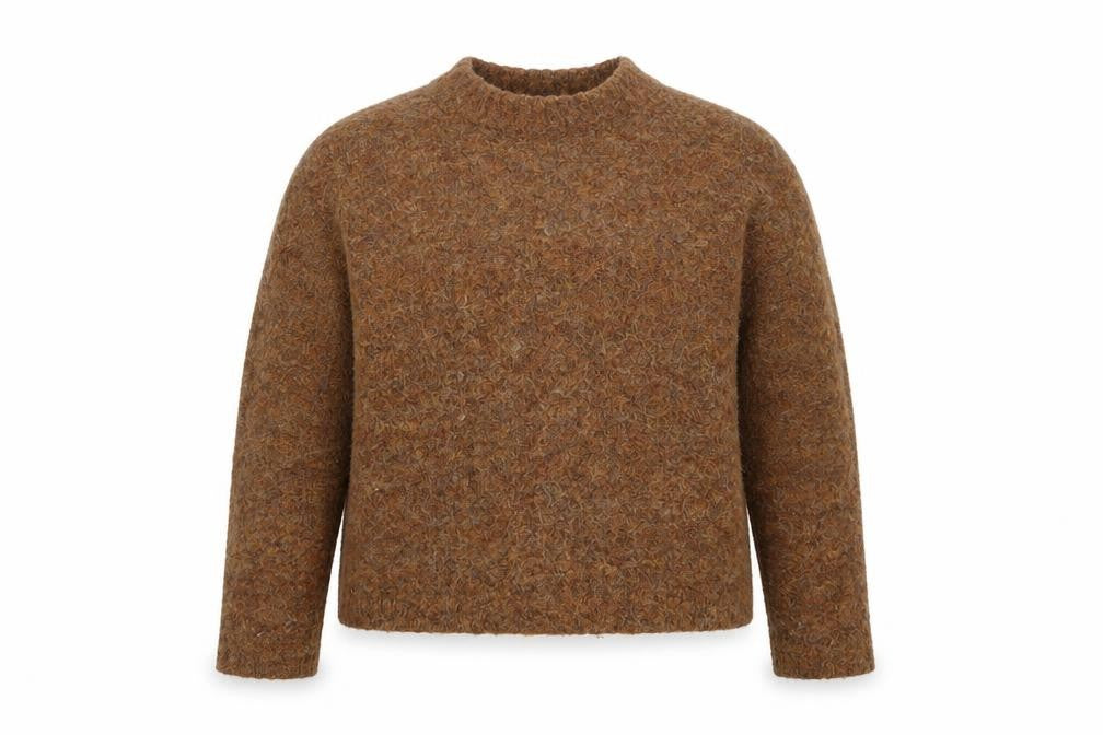 Warehouse Women Brown Wool Blend Crew Neck Pullover Jumper UK 8