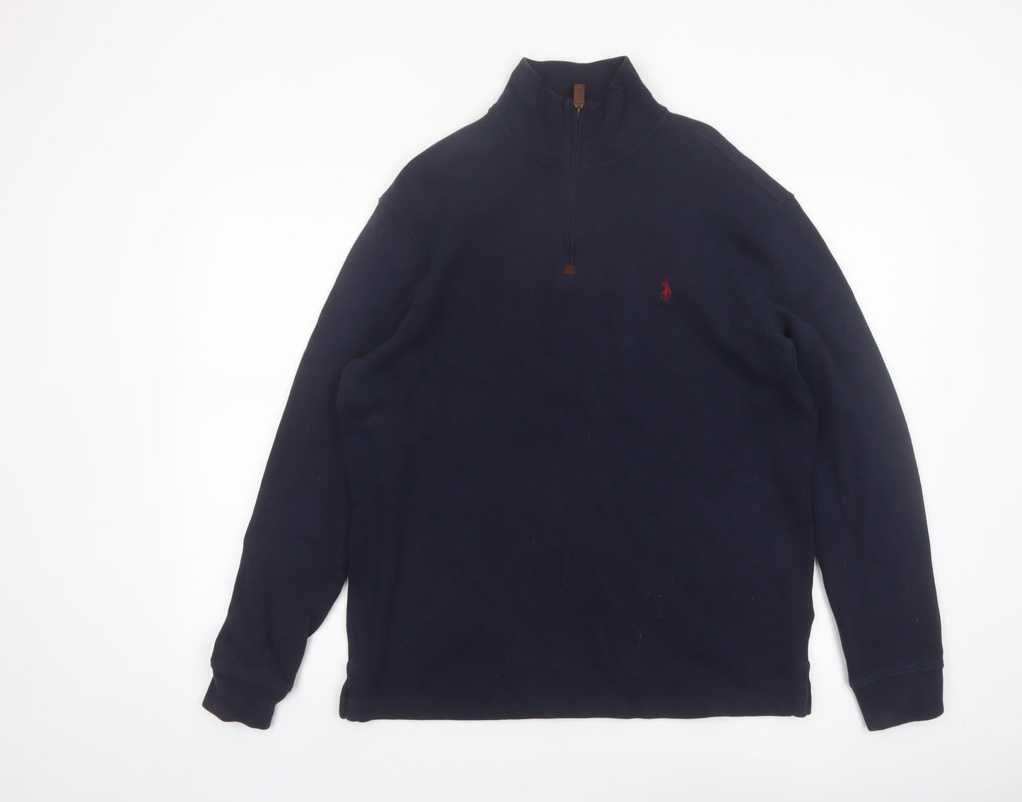 Polo Ralph Lauren Men’s Blue 1/4 Zip Cotton Fleece Sweatshirt M
