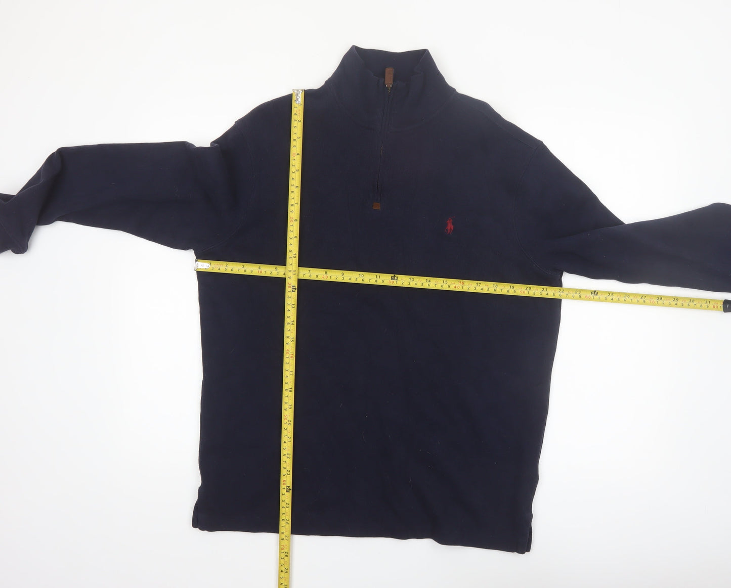 Polo Ralph Lauren Men’s Blue 1/4 Zip Cotton Fleece Sweatshirt M