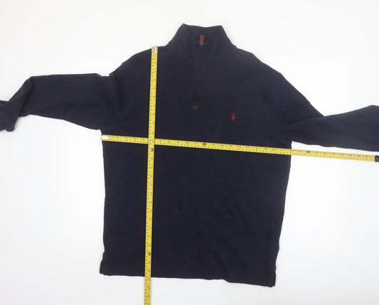 Polo Ralph Lauren Men’s Blue 1/4 Zip Cotton Fleece Sweatshirt M