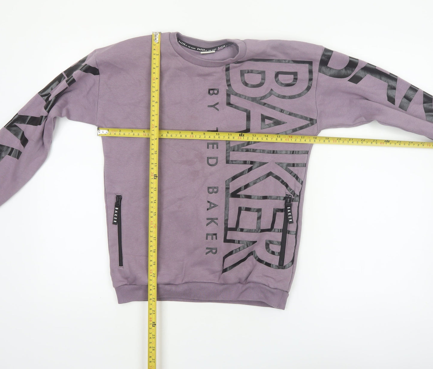 Ted Baker Boys Purple Logo Sweatshirt 12 Years Crew Neck Fleece Cotton Blend