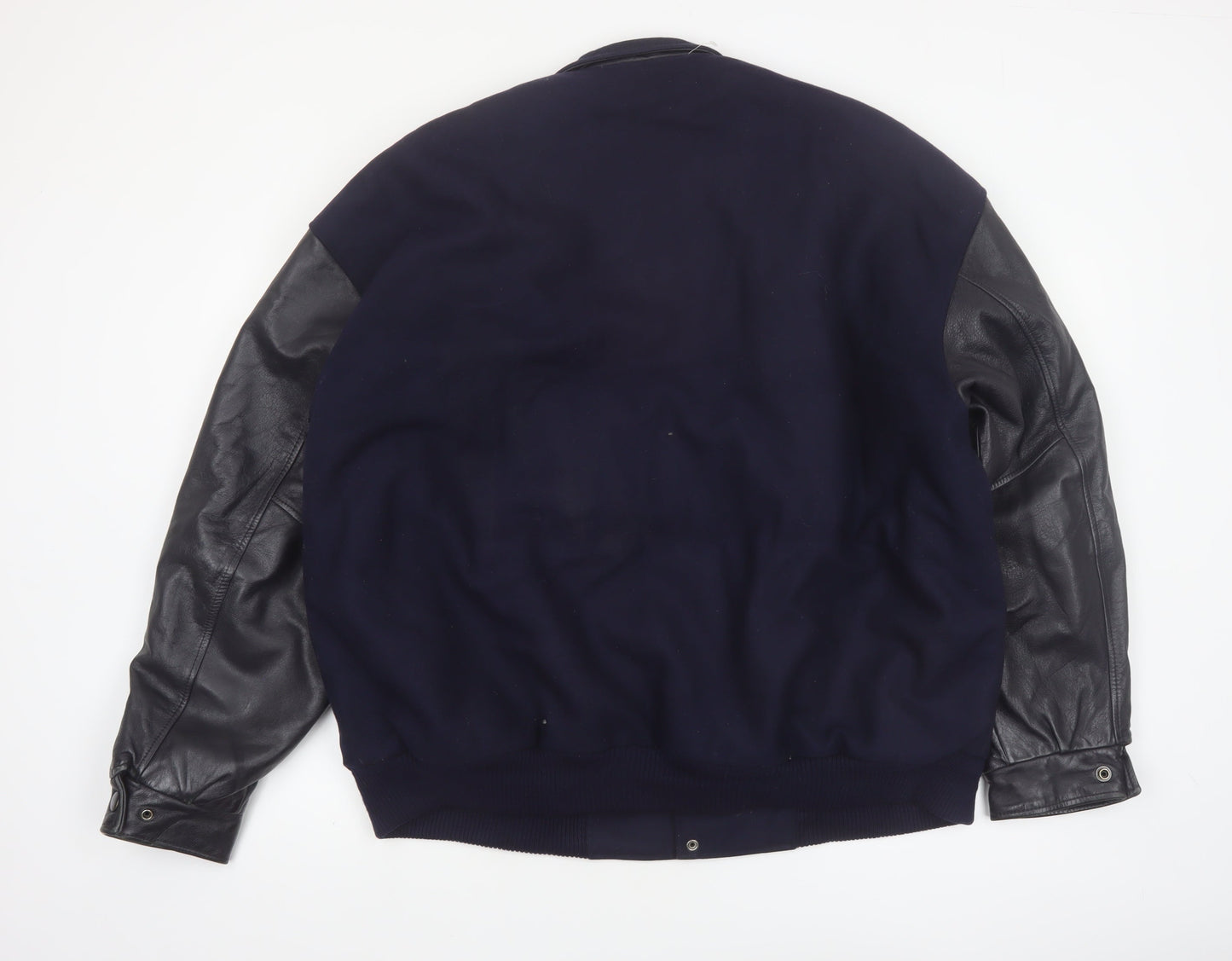 Outer Boundary Men's Navy Wool Leather Varsity Jacket XL