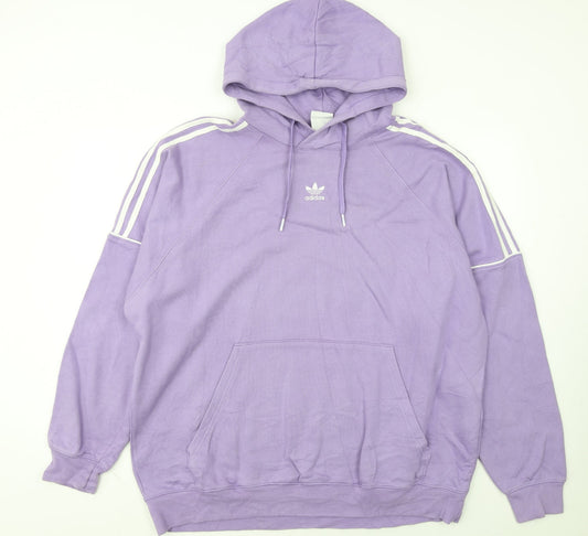 Adidas Women Purple XL Pullover Hoodie with White Stripes