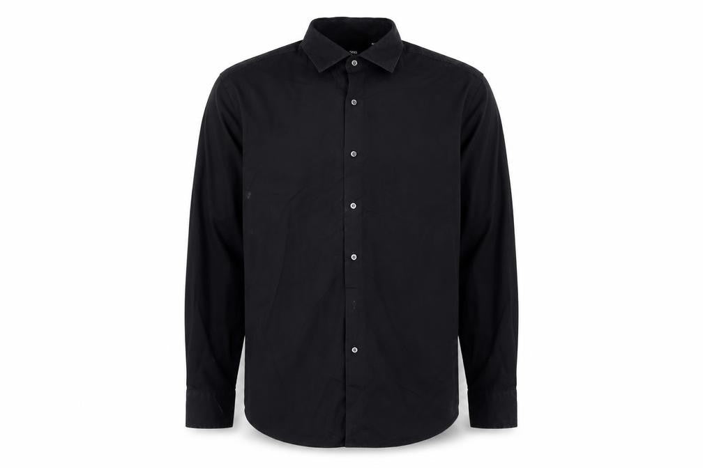 Hugo Boss Men's Black Regular Fit Easy Iron Long Sleeve Shirt 43