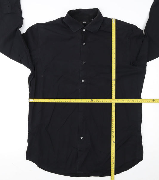 Hugo Boss Men's Black Regular Fit Easy Iron Long Sleeve Shirt 43