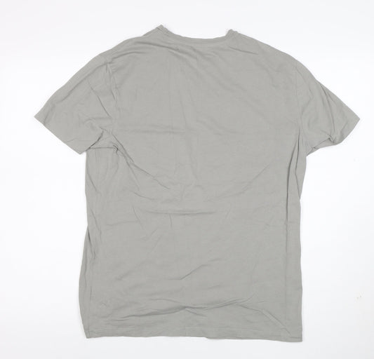 AllSaints Men Grey Cotton Crew Neck Short Sleeve T-Shirt Size M