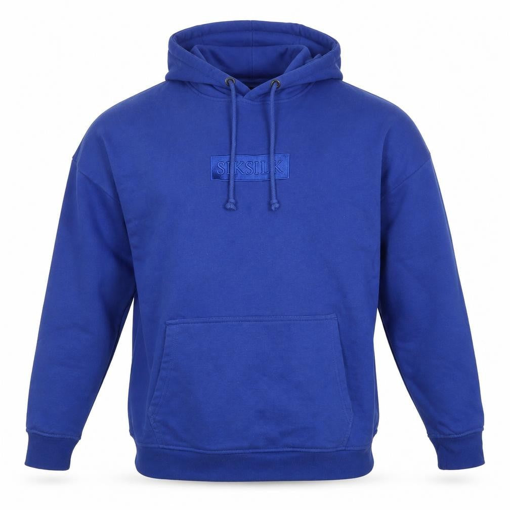 SikSilk Men's Blue Pullover Hoodie Size M Regular Fit Logo Fleece