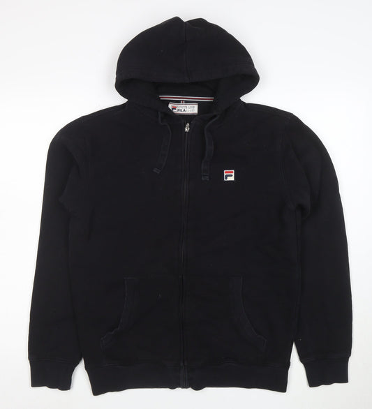 FILA Men's Black Full Zip Hoodie M Sports Cotton Blend