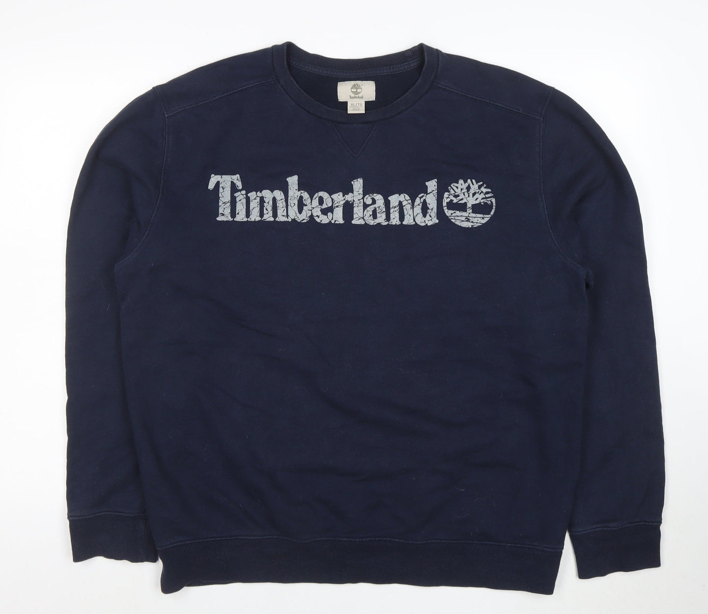 Timberland Men's Blue XL Crew Neck Logo Sweatshirt Pullover