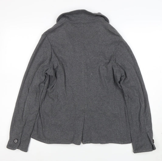 Lands' End Women's Grey Wool Knit Blazer Jacket Size S