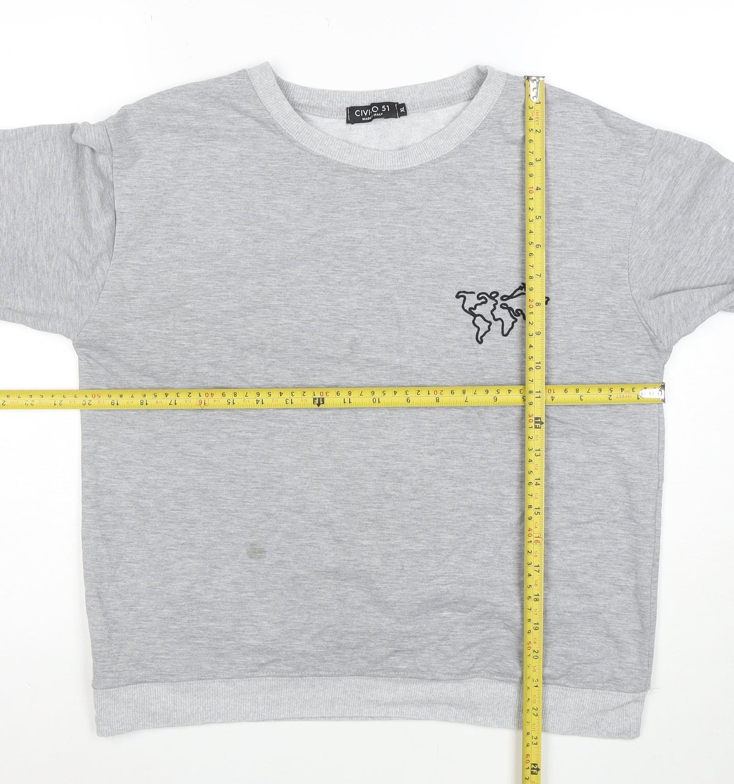 Civico 51 Women's Grey XL Pullover Sweatshirt Crew Neck Cotton Blend