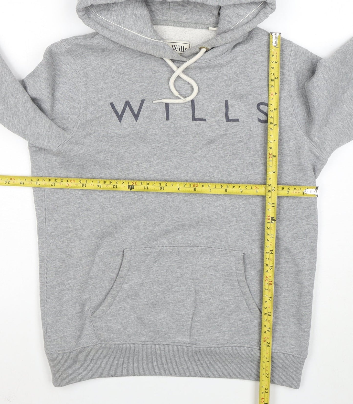 Jack Wills Womens Grey Hoodie UK 10 Pullover Logo Cotton Blend