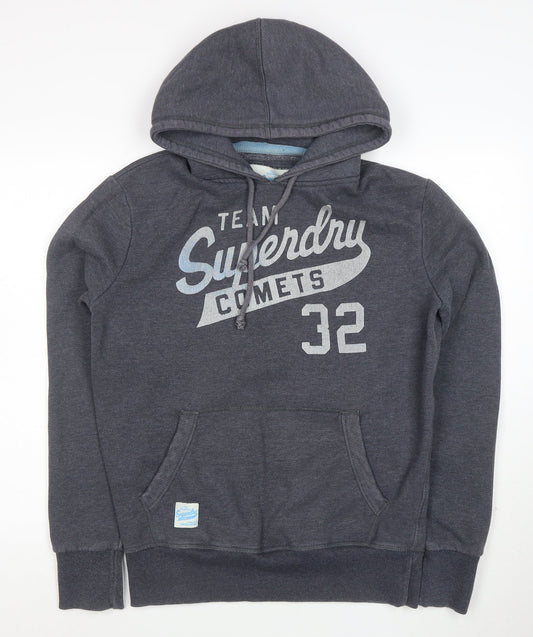 Superdry Mens Grey Medium Pullover Hoodie Team Comets Graphic