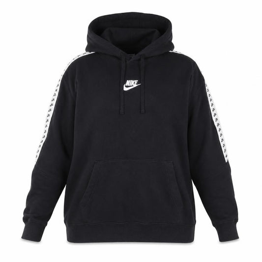 Nike Womens Black Hooded Pullover Sweatshirt XL Logo Tape Detail