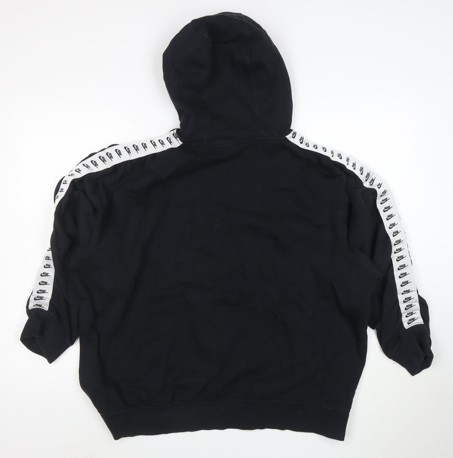 Nike Womens Black Hooded Pullover Sweatshirt XL Logo Tape Detail