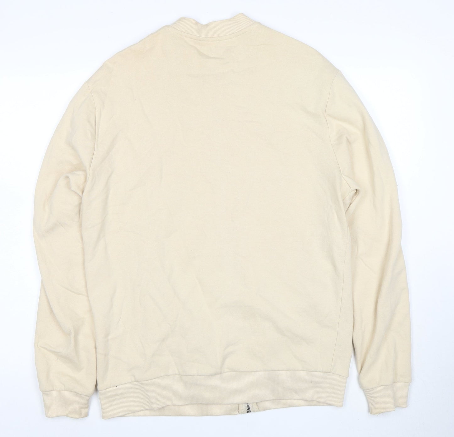 ASOS Men's Beige Full Zip Cotton Sweatshirt M Regular Fit