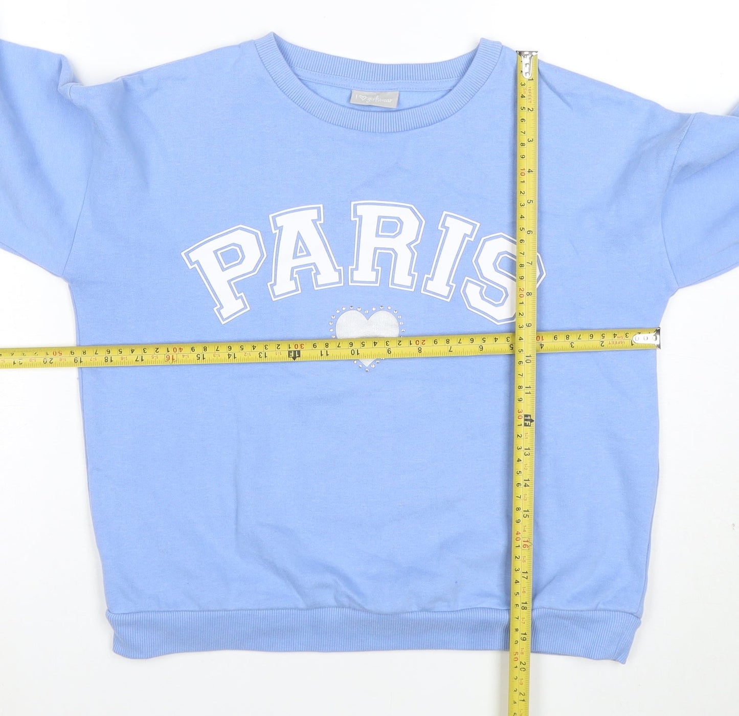 Girl2Girl Girls Blue Paris Sweatshirt 12 Years Pullover Crew Neck