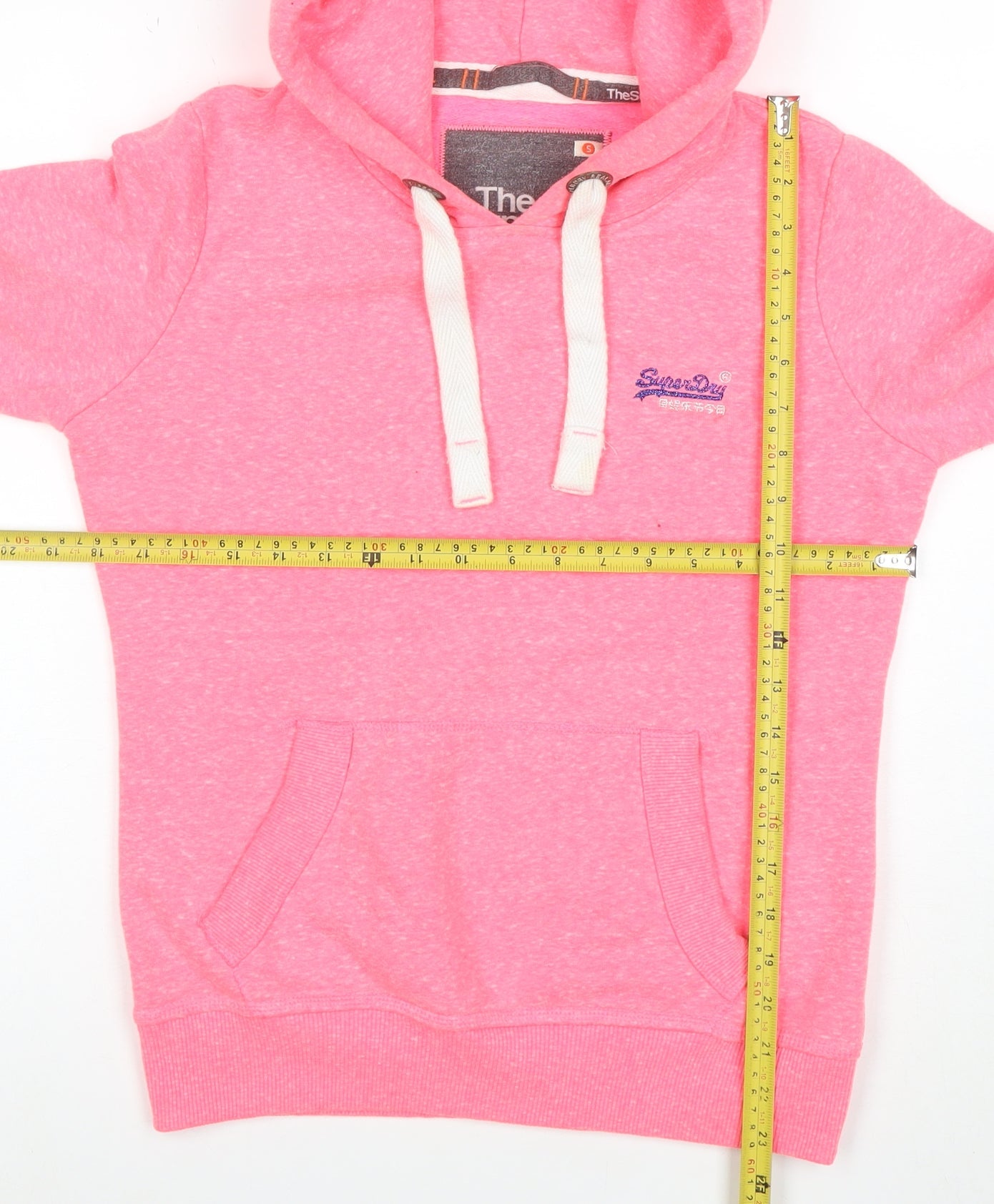Superdry Women Pink Pullover Hoodie Small Orange Label Casual Style