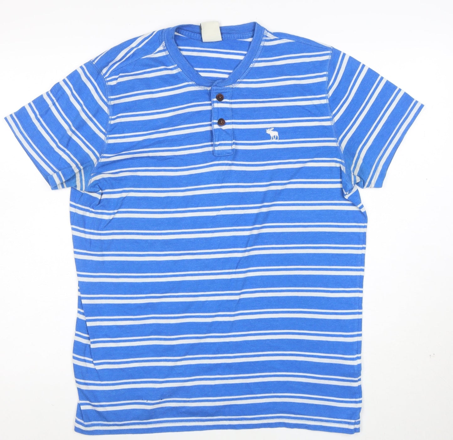 Abercrombie & Fitch Men's Blue Striped Henley T-Shirt Size L