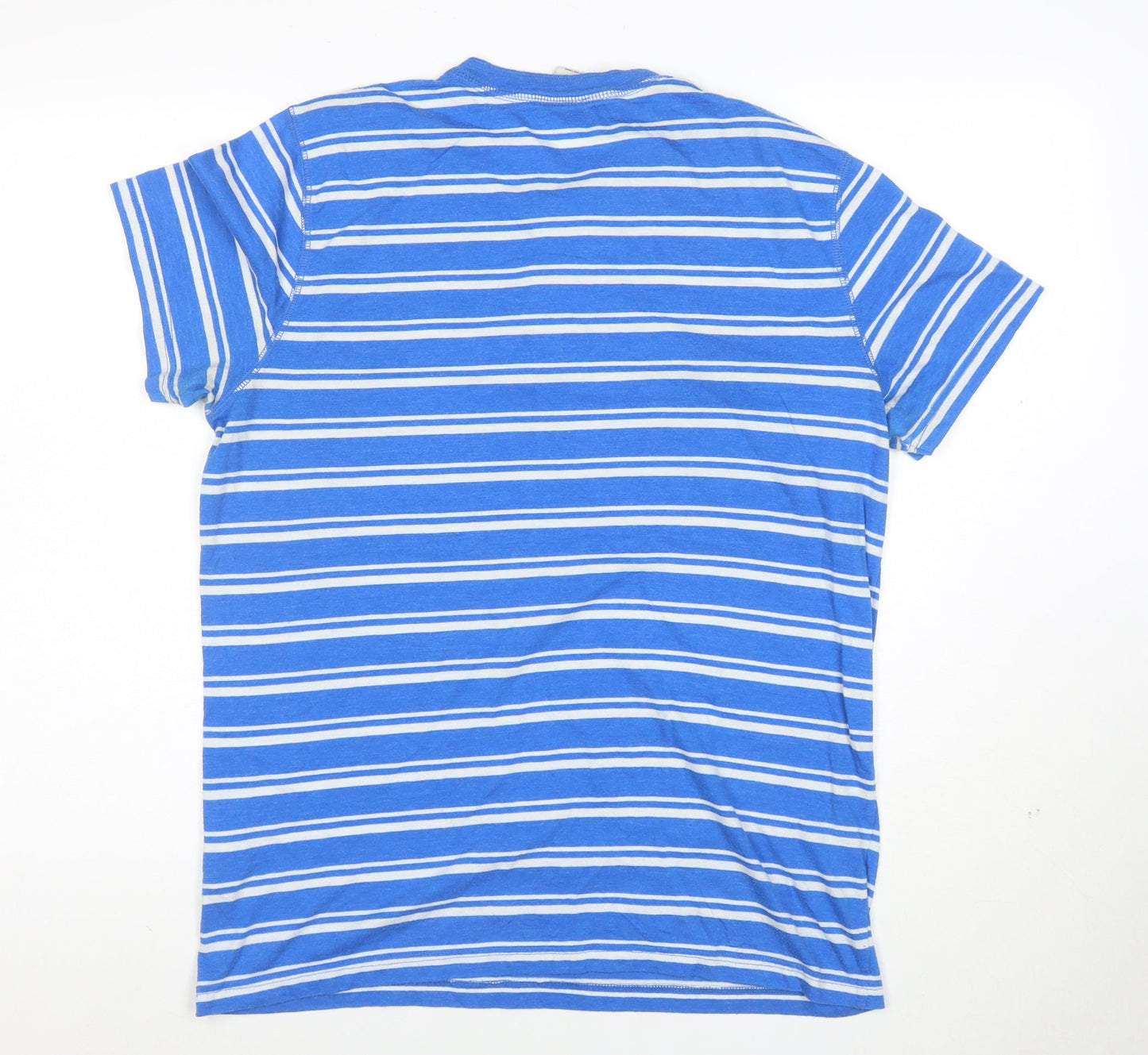 Abercrombie & Fitch Men's Blue Striped Henley T-Shirt Size L