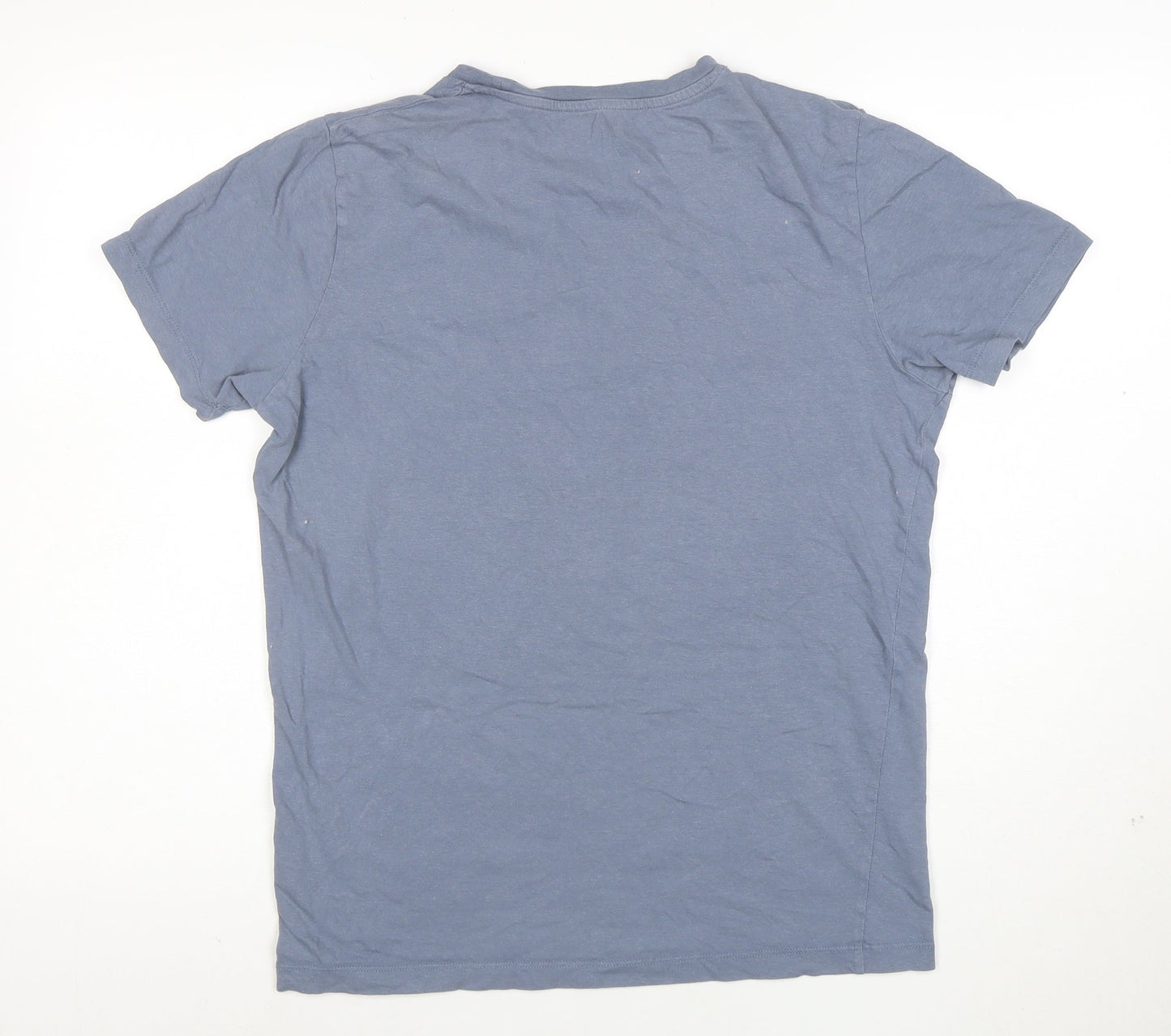 Jack & Jones Men's Blue Graphic Print Crew Neck Cotton T-Shirt Size M