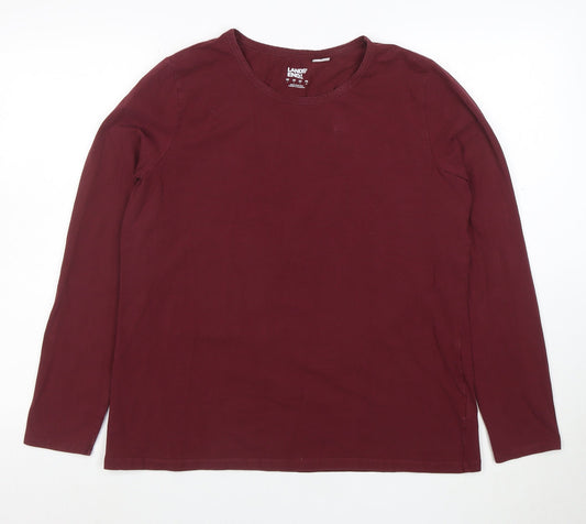Lands' End Women's Red Long Sleeve Cotton Stretch T-Shirt L
