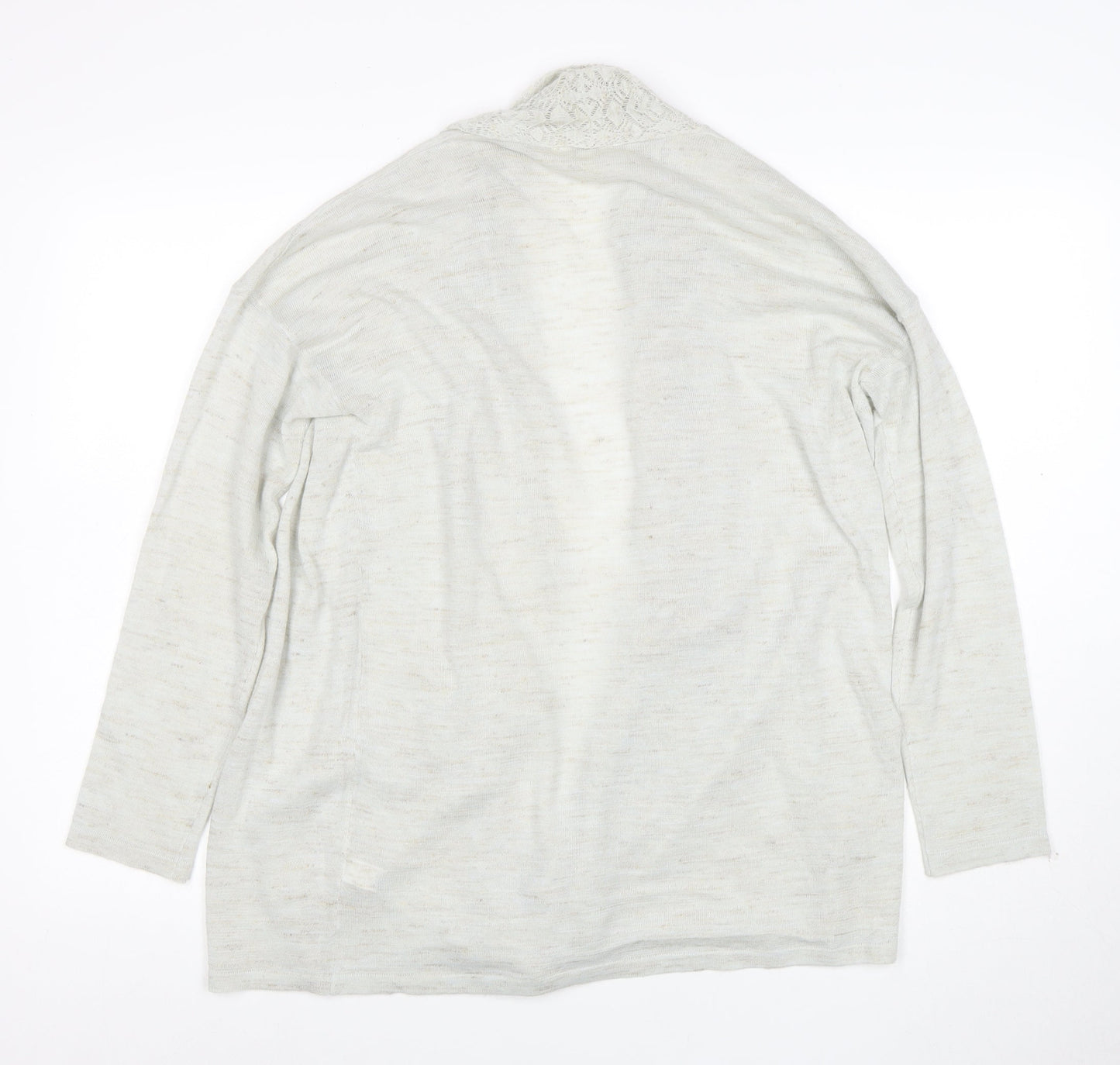 Monsoon Women’s Ivory Open-Knit Cardigan M Lightweight Cotton Blend