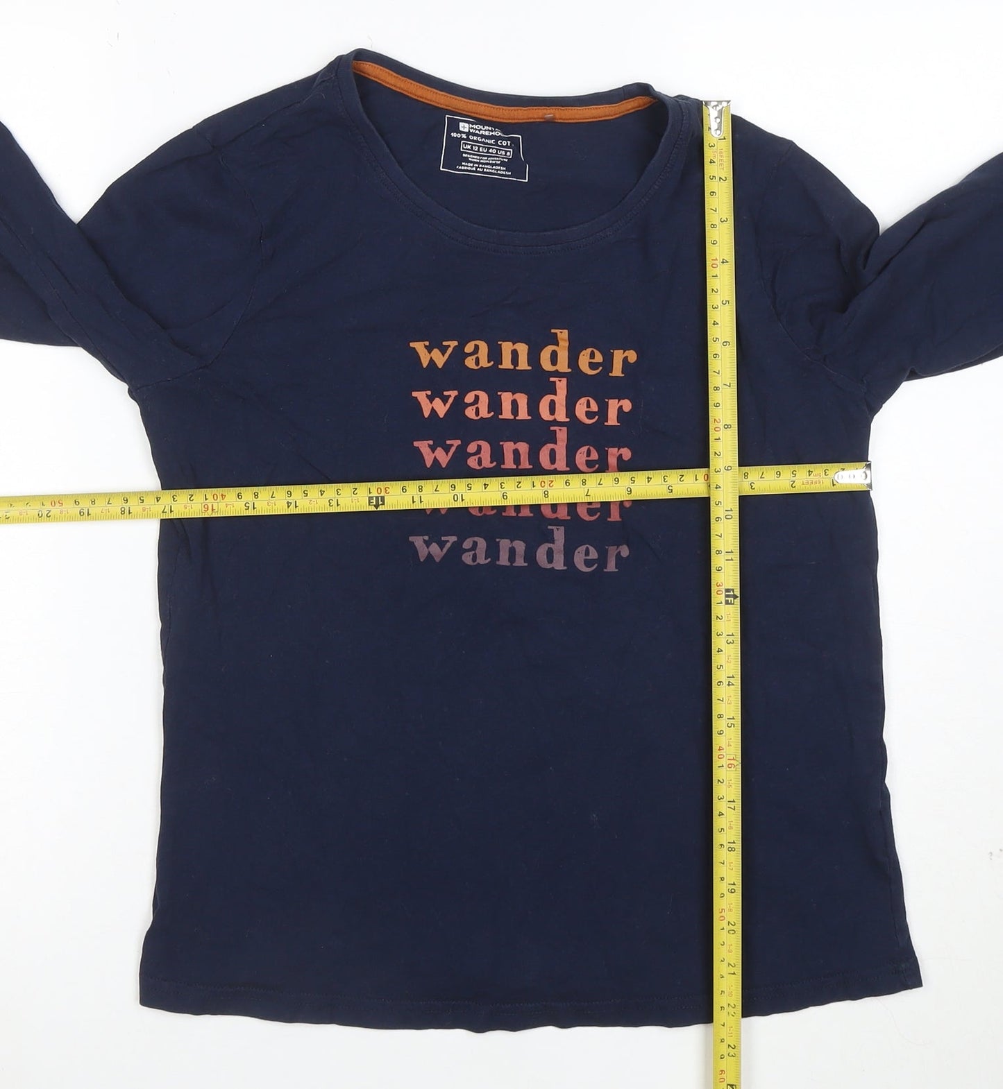 Mountain Warehouse Womens Blue Long Sleeve Cotton T-Shirt Size 12