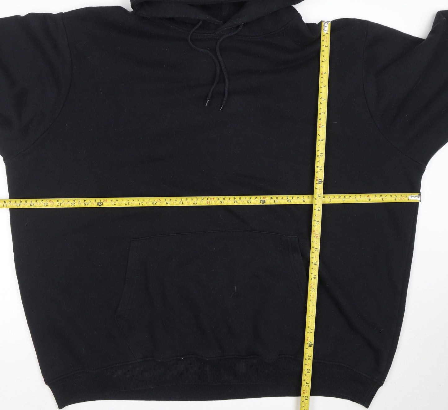 boohooMAN Mens Black Pullover Hoodie 3XL Fleece Regular Fit