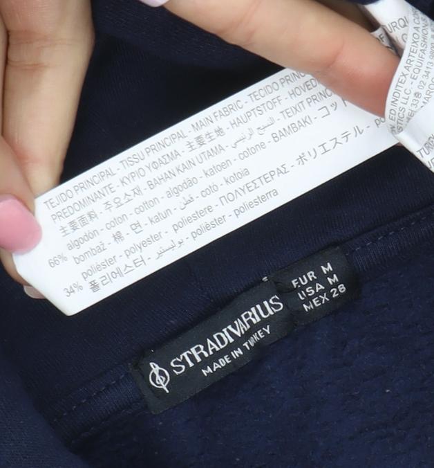 Stradivarius Womens Navy Blue Los Angeles Pullover Hoodie Size M