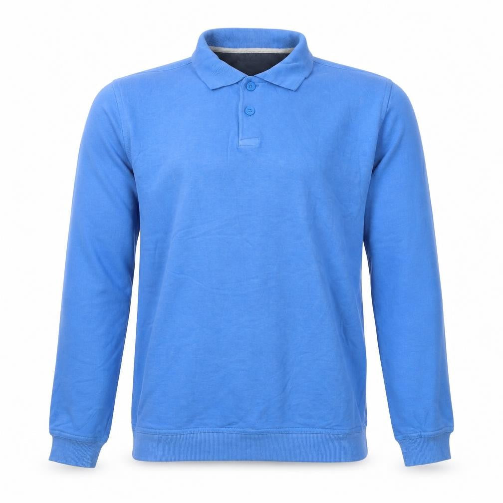 EWM Men’s Blue Collared Henley Sweatshirt Size M Cotton Blend