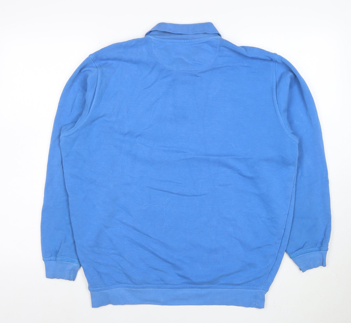 EWM Men’s Blue Collared Henley Sweatshirt Size M Cotton Blend