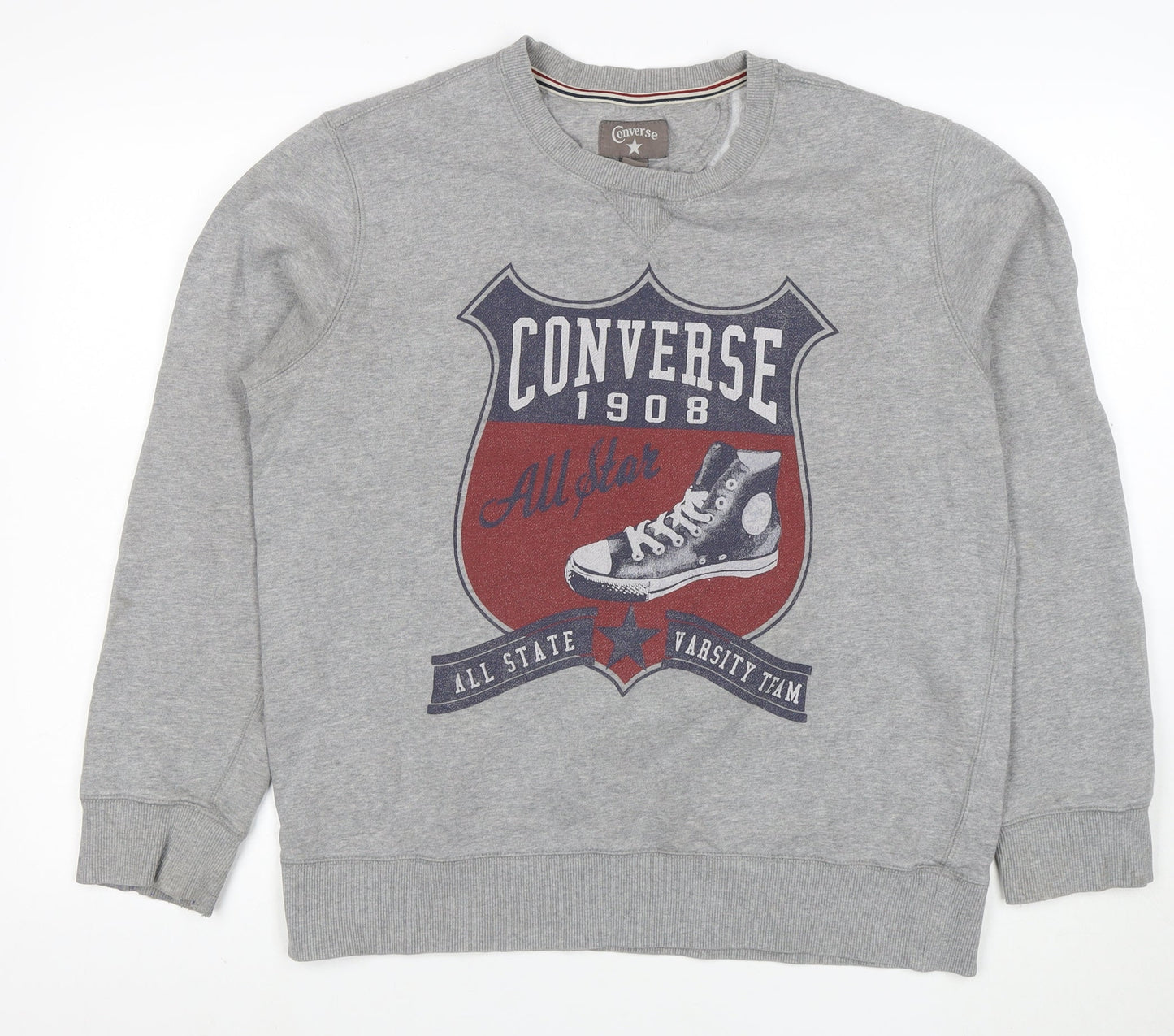 Converse Men's Grey Graphic Crew Neck Sweatshirt Size L