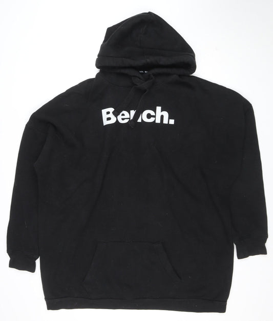 Bench Men's Black 2XL Pullover Hoodie with Logo Print