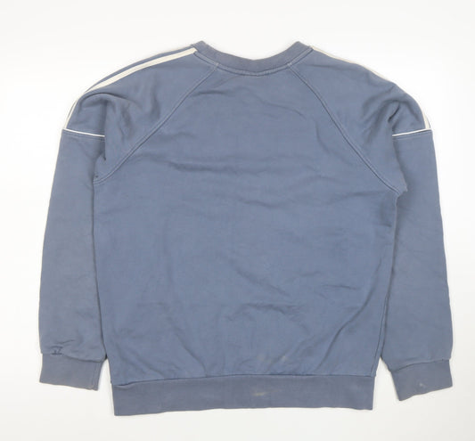 Adidas Men Blue Crew Neck Pullover Sweatshirt Size M