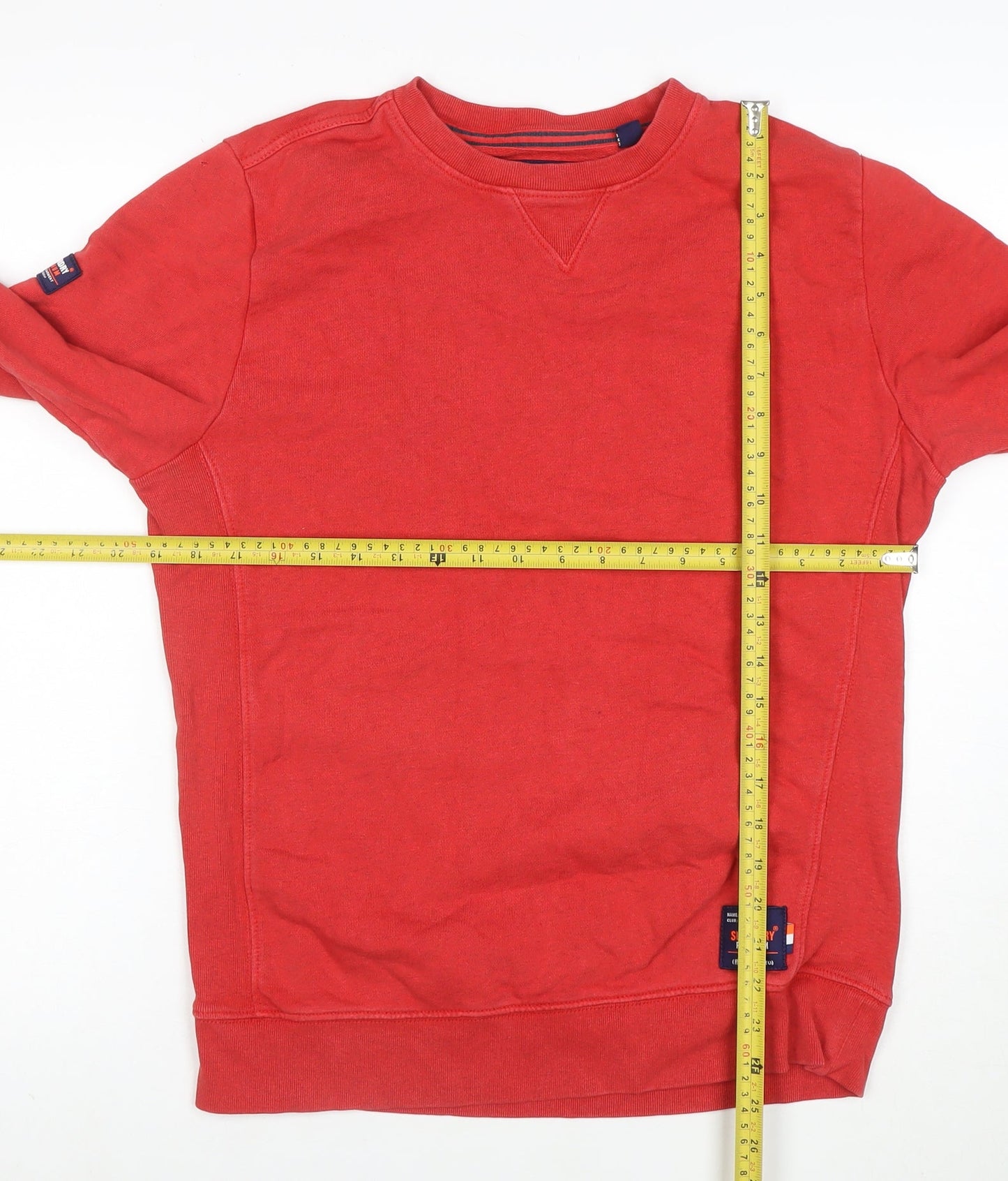 Superdry Mens Red Crew Neck Pullover Sweatshirt Size S