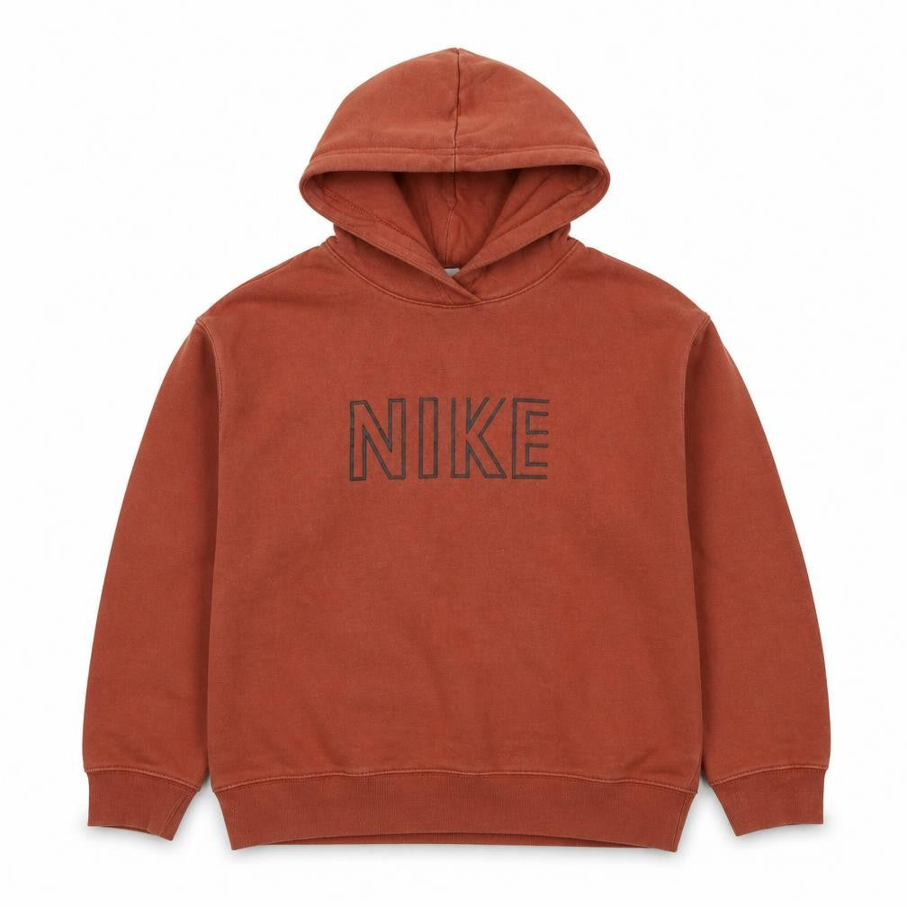 Nike Boys Rust Brown Pullover Hoodie Size L Cotton Blend Logo Print