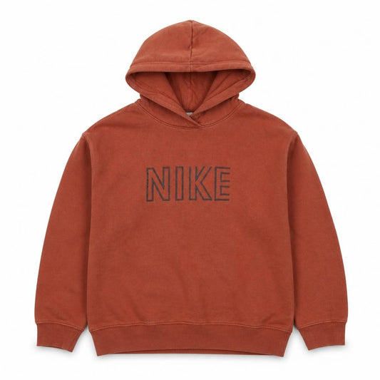 Nike Boys Rust Brown Pullover Hoodie Size L Cotton Blend Logo Print